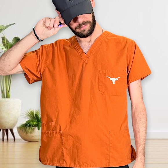 University of Texas Nursing Medical Scrub Top Size Small Burnt Orange Longhorns - Picture 2 of 9